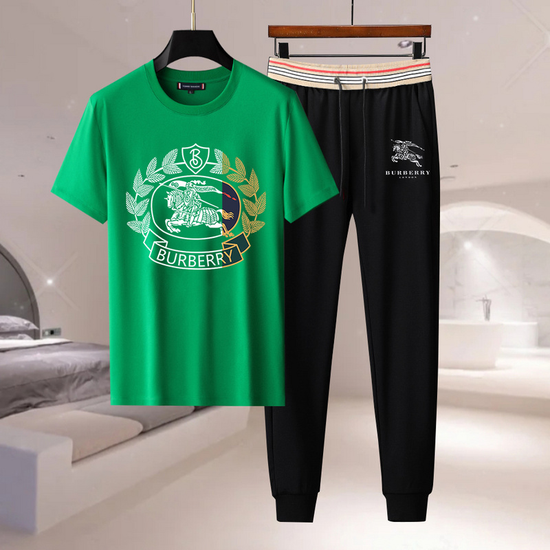 Wholesale Cheap B urberry Short Sleeve Replica Tracksuits for Sale