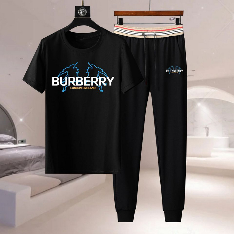 Wholesale Cheap B urberry Short Sleeve Replica Tracksuits for Sale