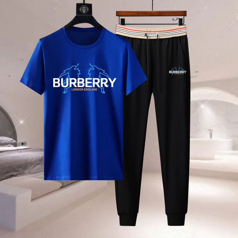 Wholesale Cheap B urberry Short Sleeve Replica Tracksuits for Sale