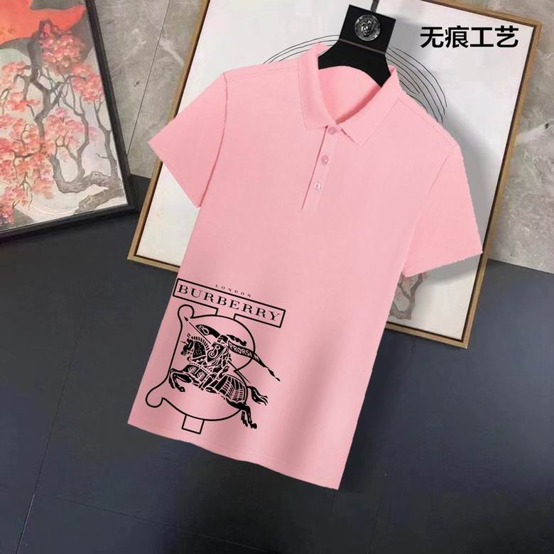 Wholesale Cheap B urberry Short Sleeve Lapel Replica T Shirts for Sale