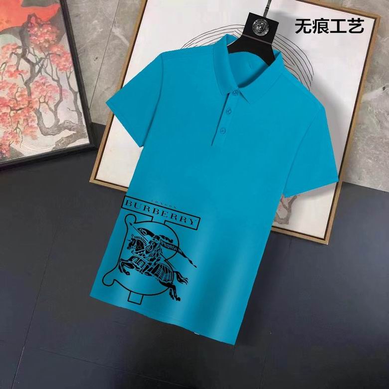 Wholesale Cheap B urberry Short Sleeve Lapel Replica T Shirts for Sale