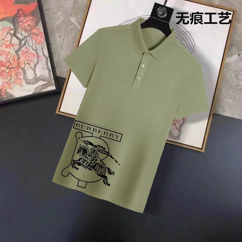 Wholesale Cheap B urberry Short Sleeve Lapel Replica T Shirts for Sale
