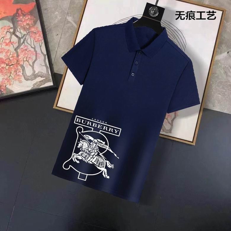 Wholesale Cheap B urberry Short Sleeve Lapel Replica T Shirts for Sale