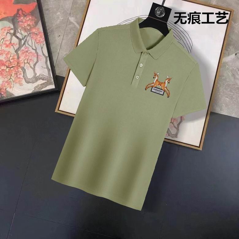 Wholesale Cheap B urberry Short Sleeve Lapel Replica T Shirts for Sale