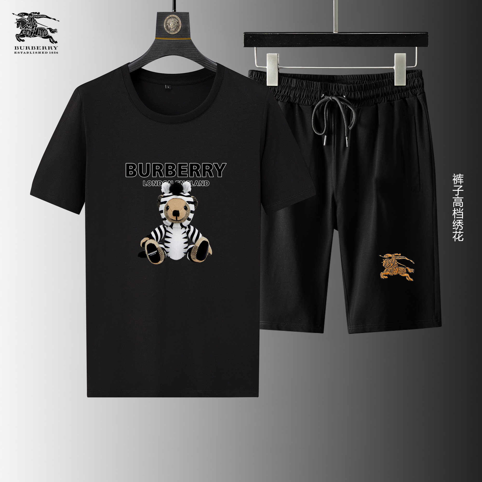 Wholesale Cheap B urberry Short Sleeve Replica Tracksuits for Sale