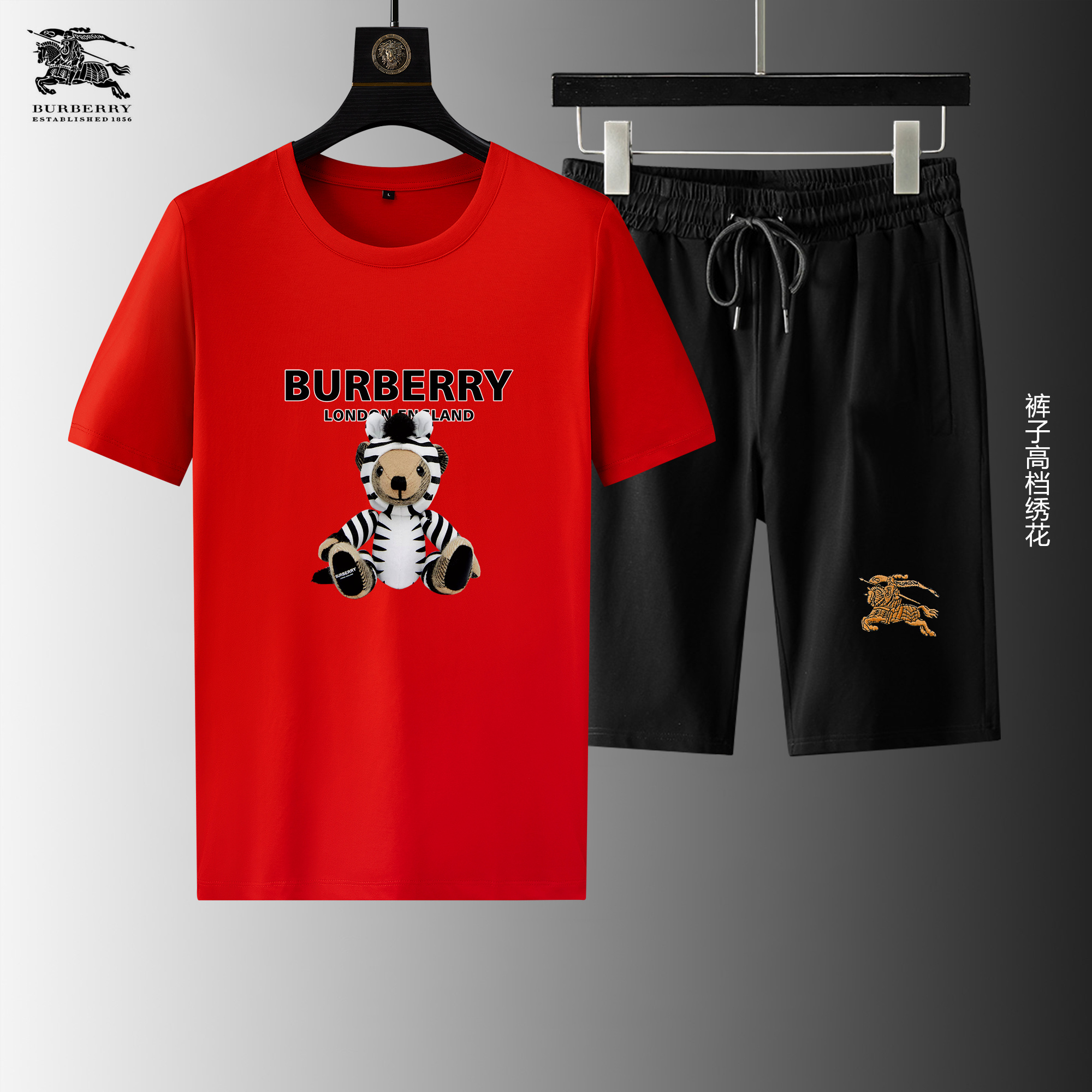 Wholesale Cheap B urberry Short Sleeve Replica Tracksuits for Sale