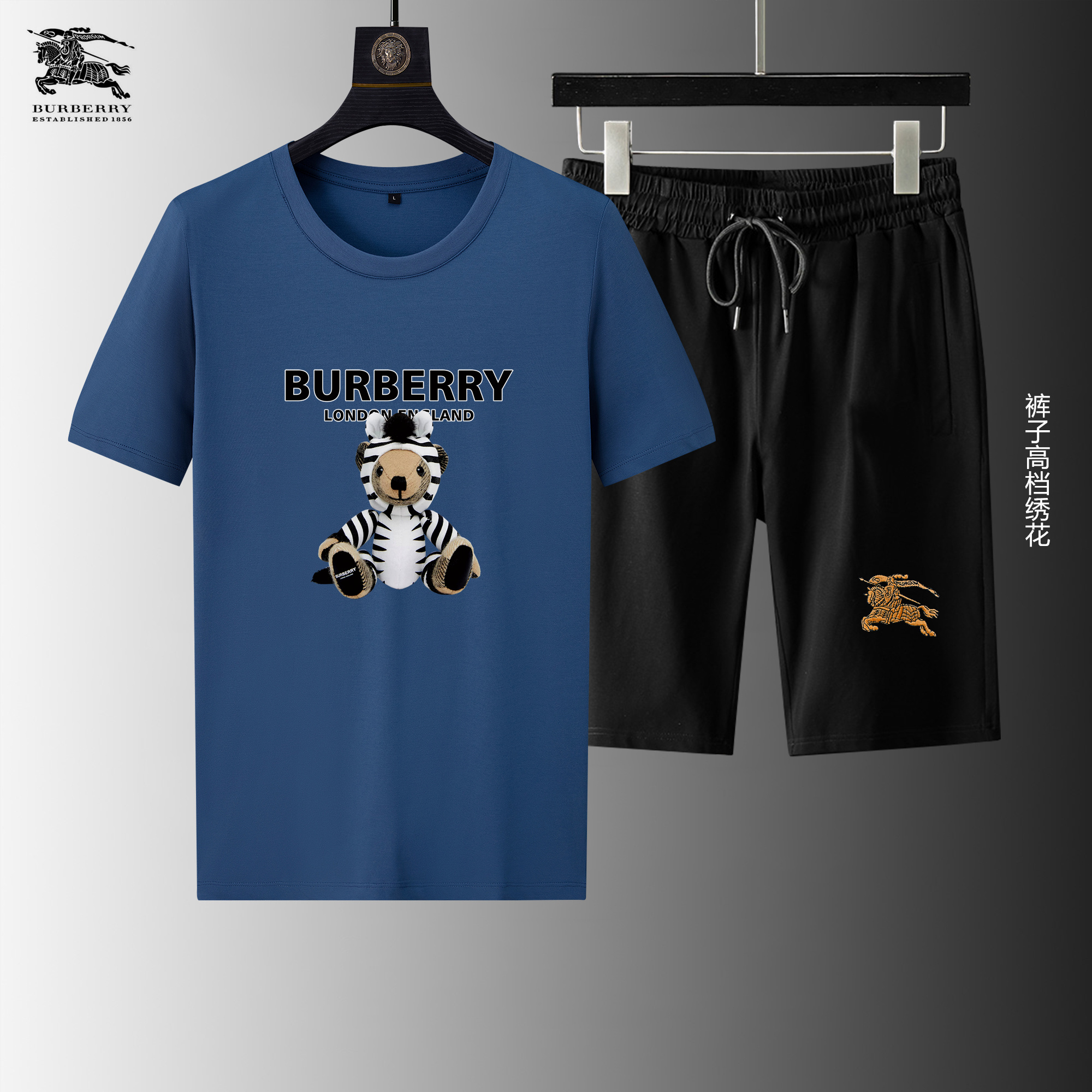 Wholesale Cheap B urberry Short Sleeve Replica Tracksuits for Sale