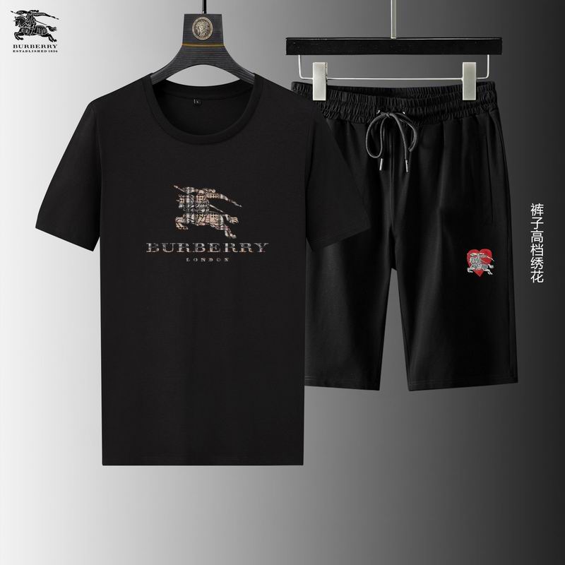 Wholesale Cheap B urberry Short Sleeve Replica Tracksuits for Sale