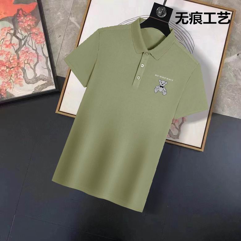 Wholesale Cheap B urberry Short Sleeve Lapel Replica T Shirts for Sale