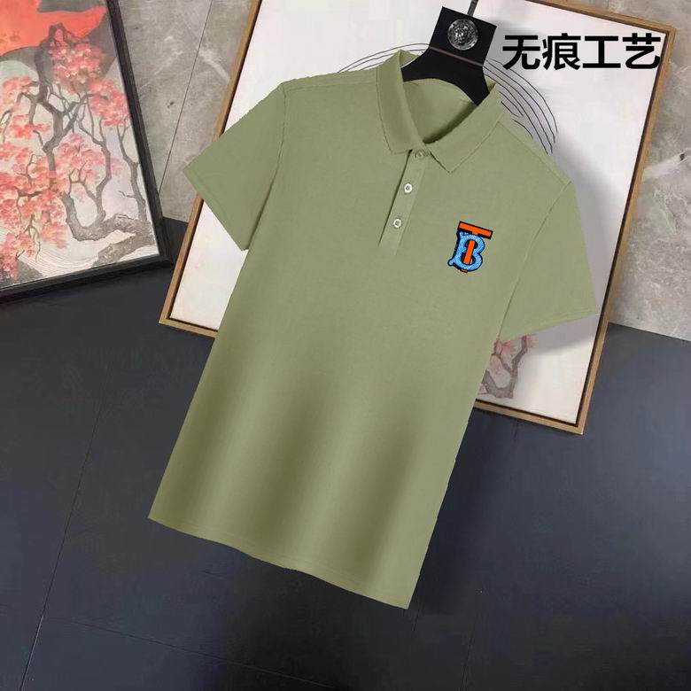 Wholesale Cheap B urberry Short Sleeve Lapel Replica T Shirts for Sale