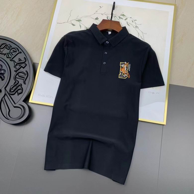 Wholesale Cheap B urberry Short Sleeve Lapel Replica T Shirts for Sale