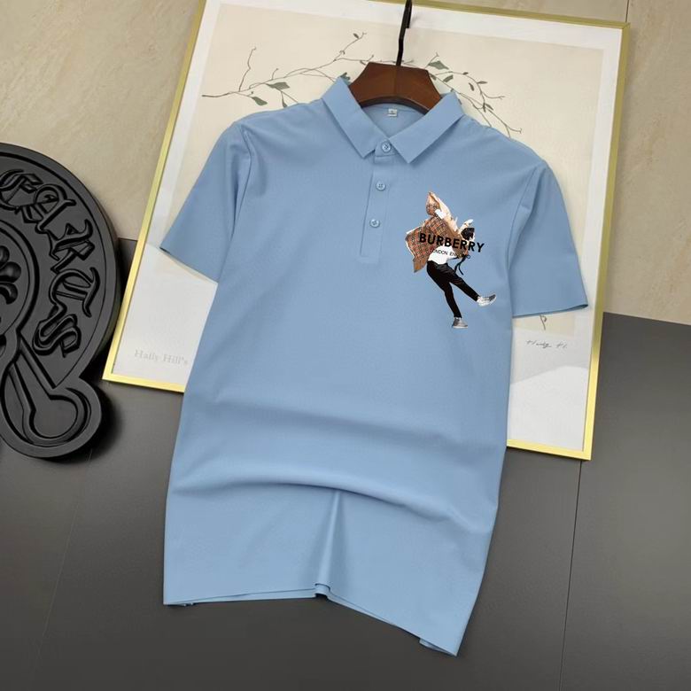 Wholesale Cheap B urberry Short Sleeve Lapel Replica T Shirts for Sale