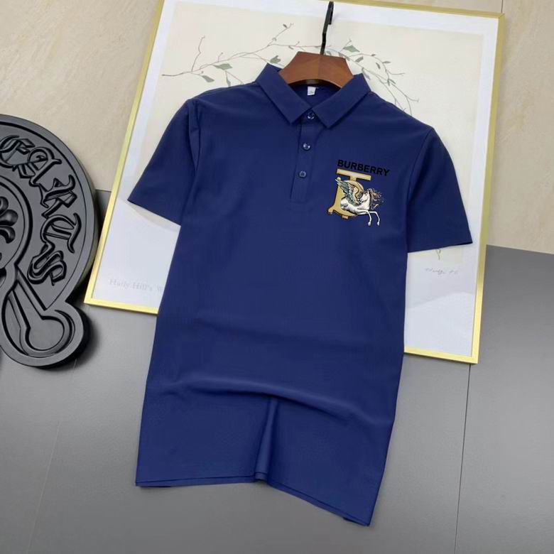 Wholesale Cheap B urberry Short Sleeve Lapel Replica T Shirts for Sale