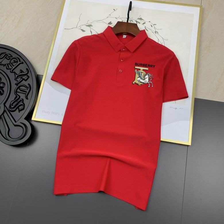 Wholesale Cheap B urberry Short Sleeve Lapel Replica T Shirts for Sale
