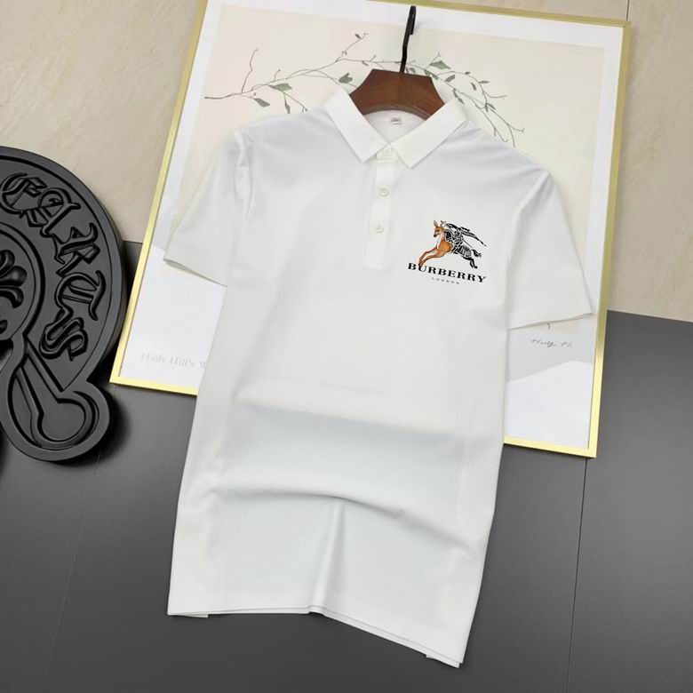 Wholesale Cheap B urberry Short Sleeve Lapel Replica T Shirts for Sale