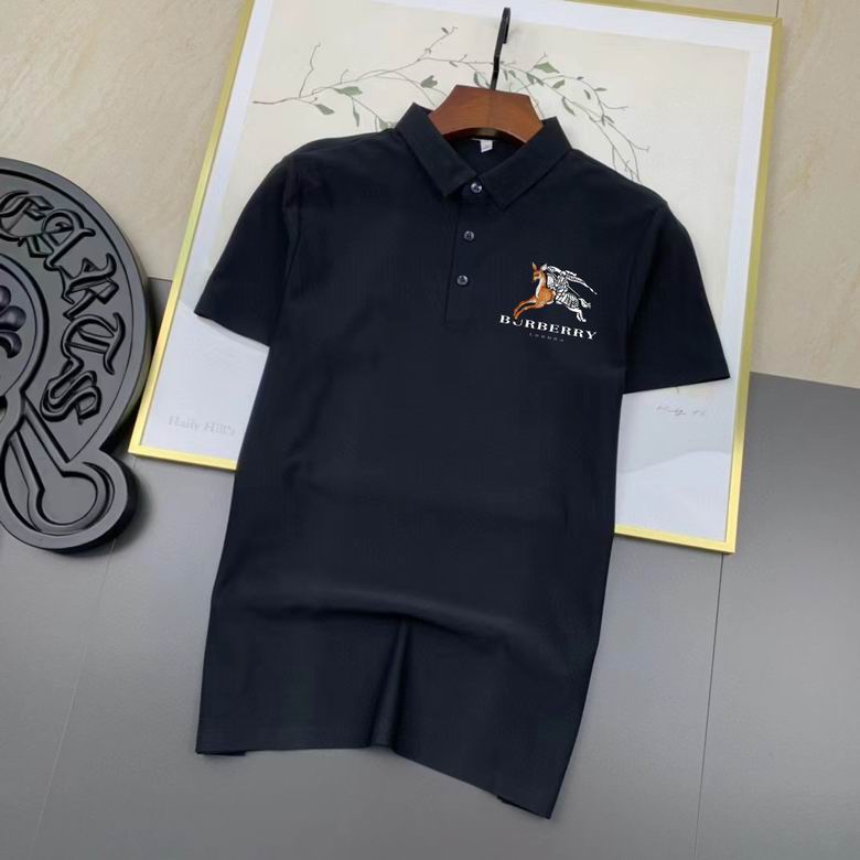 Wholesale Cheap B urberry Short Sleeve Lapel Replica T Shirts for Sale