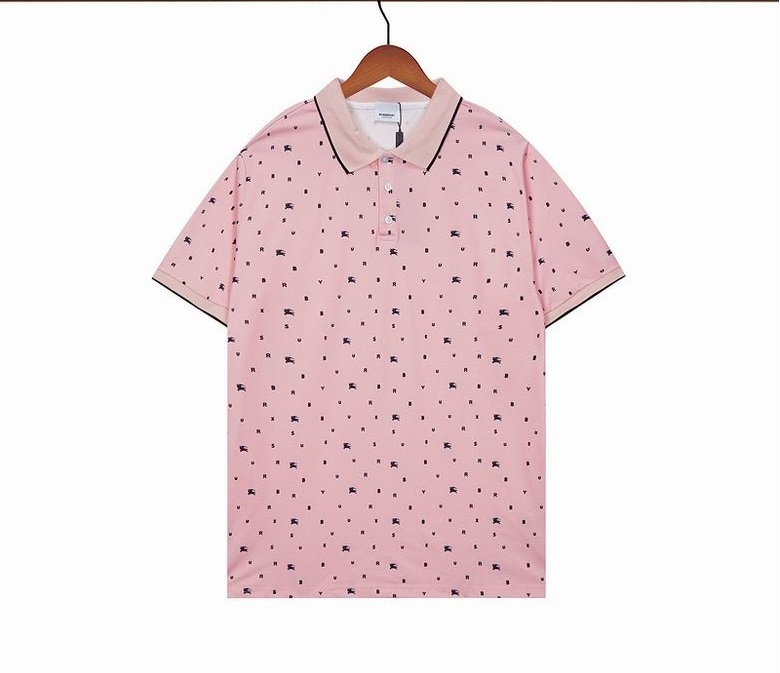 Wholesale Cheap B urberry Short Sleeve Lapel Replica T Shirts for Sale