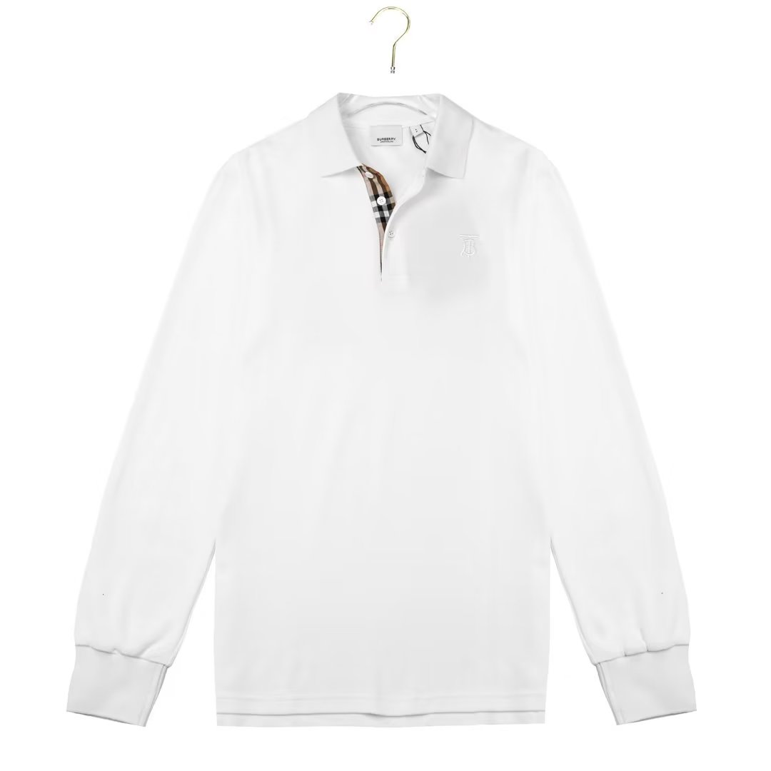 Wholesale Cheap B urberry Long Sleeve Lapel T Shirts for Sale