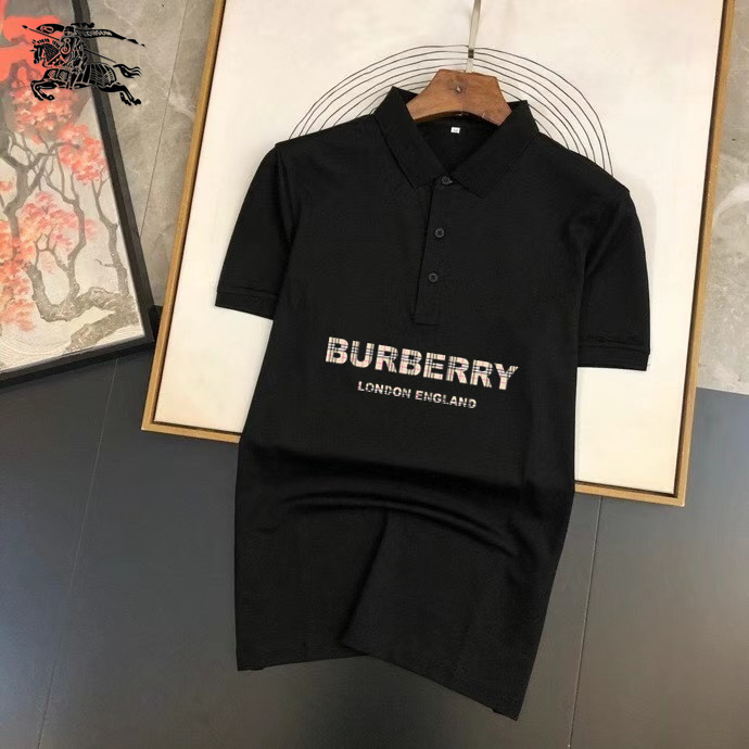 Wholesale Cheap B urberry Short Sleeve Lapel Replica T Shirts for Sale