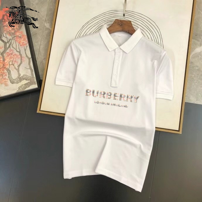 Wholesale Cheap B urberry Short Sleeve Lapel Replica T Shirts for Sale