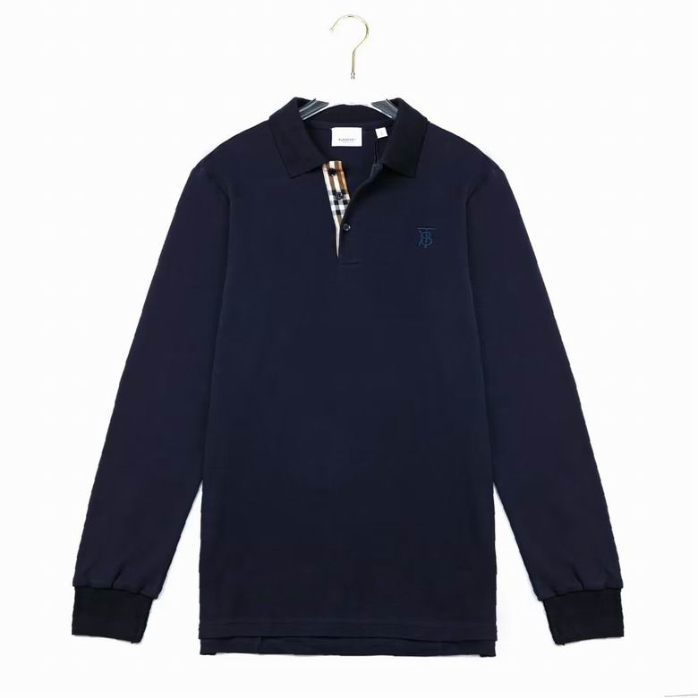 Wholesale Cheap B urberry Long Sleeve Lapel T Shirts for Sale