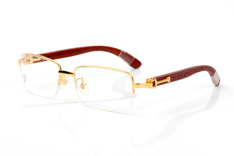 Wholesale Cheap Cartier Metal Eyeglasses Wood Frames for sale