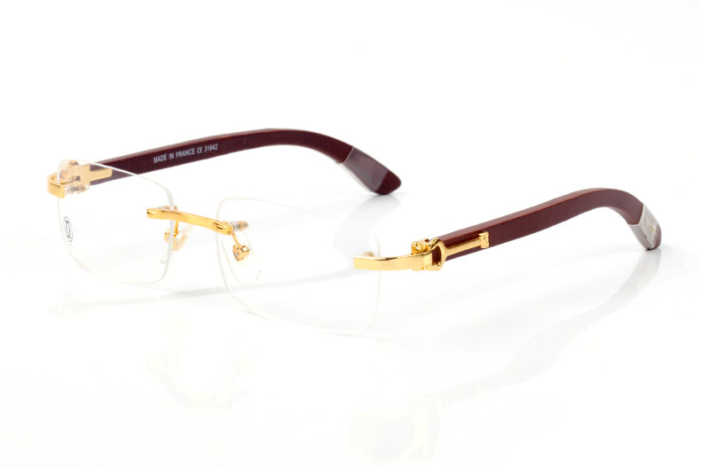 Wholesale Cheap Cartier Metal Eyeglasses Wood Frames for sale