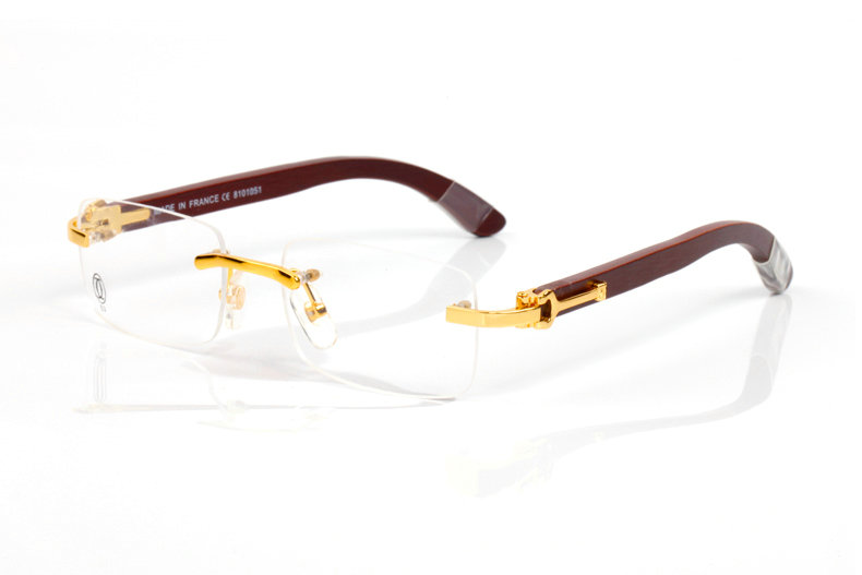 Wholesale Cheap Cartier Metal Eyeglasses Wood Frames for sale