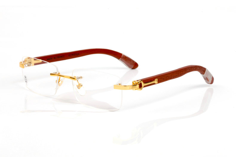 Wholesale Cheap Cartier Metal Eyeglasses Wood Frames for sale