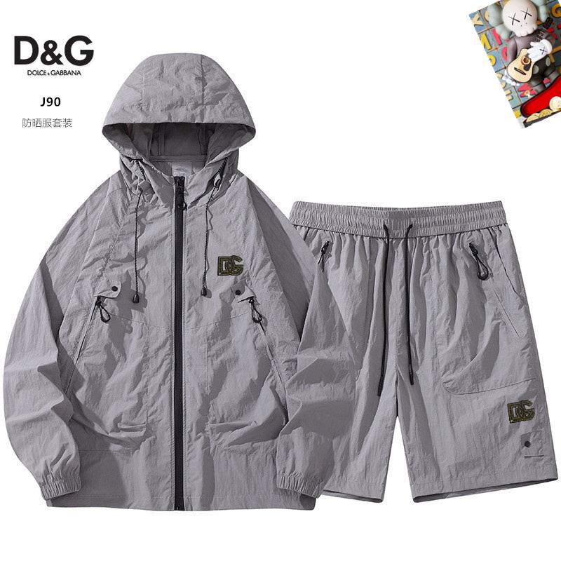 Wholesale High quality Men's D.olce Gabbana Long Sleeve Replica Designer Hooded Jackets set Shorts for sale