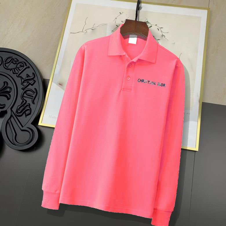 Wholesale Cheap D.ior Long Sleeve Lapel T shirts for Sale