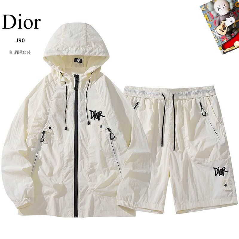 Wholesale Cheap D.ior Long Sleeve Replica Designer Hooded Jackets set Shorts for sale