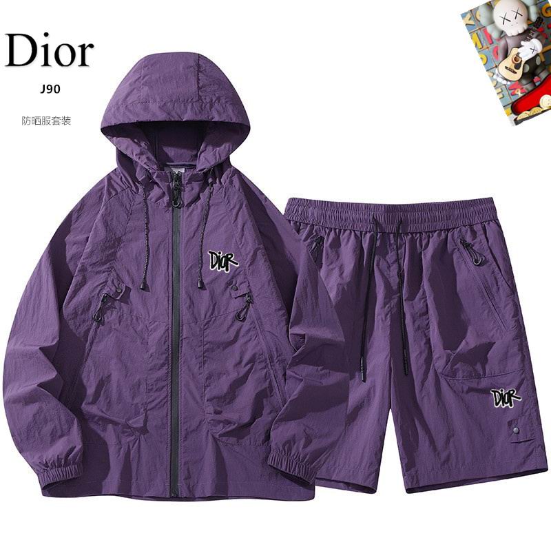 Wholesale Cheap D.ior Long Sleeve Replica Designer Hooded Jackets set Shorts for sale
