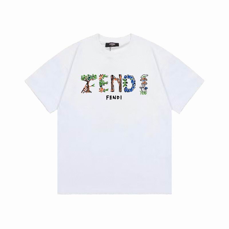 Wholesale Cheap Fendi Short Round Collar Replica T Shirts for sale