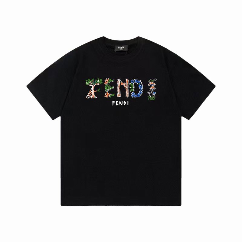 Wholesale Cheap Fendi Short Round Collar Replica T Shirts for sale