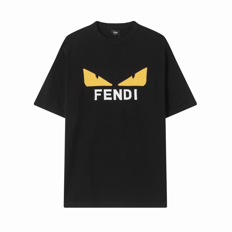 Wholesale Cheap Fendi Short Round Collar Replica T Shirts for sale