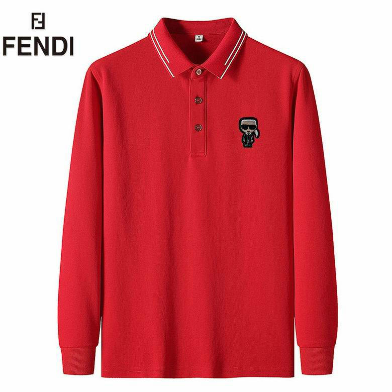 Wholesale Cheap Fendi Long Sleeve Lapel T Shirts for Sale
