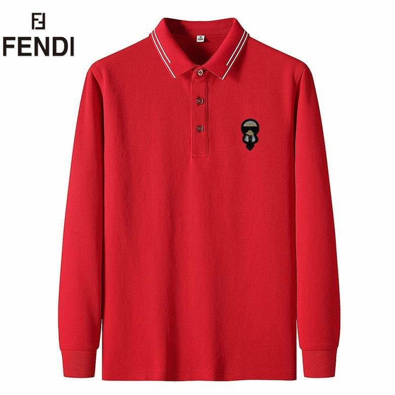 Wholesale Cheap Fendi Long Sleeve Lapel T Shirts for Sale