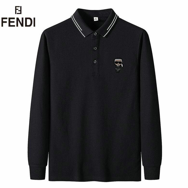 Wholesale Cheap Fendi Long Sleeve Lapel T Shirts for Sale