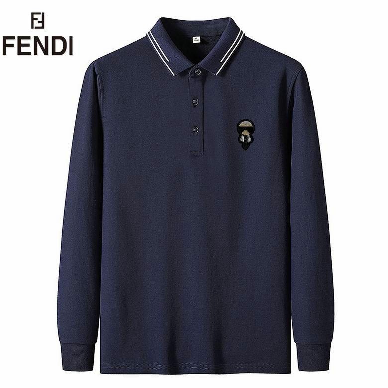 Wholesale Cheap Fendi Long Sleeve Lapel T Shirts for Sale