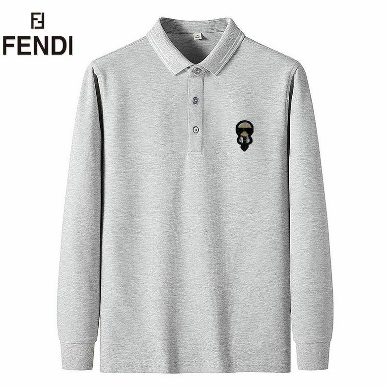 Wholesale Cheap Fendi Long Sleeve Lapel T Shirts for Sale