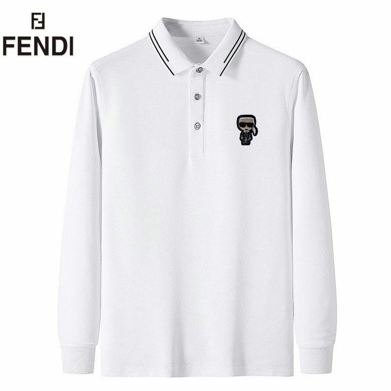 Wholesale Cheap Fendi Long Sleeve Lapel T Shirts for Sale