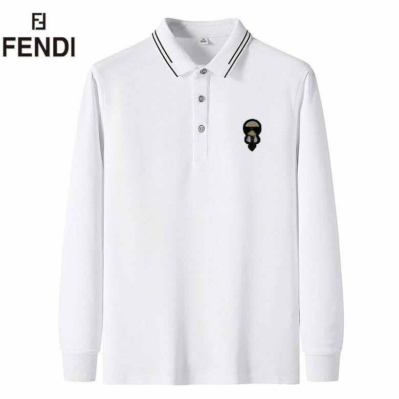 Wholesale Cheap Fendi Long Sleeve Lapel T Shirts for Sale