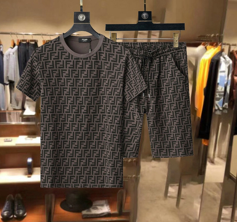 Wholesale Cheap Fendi Short Sleeve Tracksuits for Sale