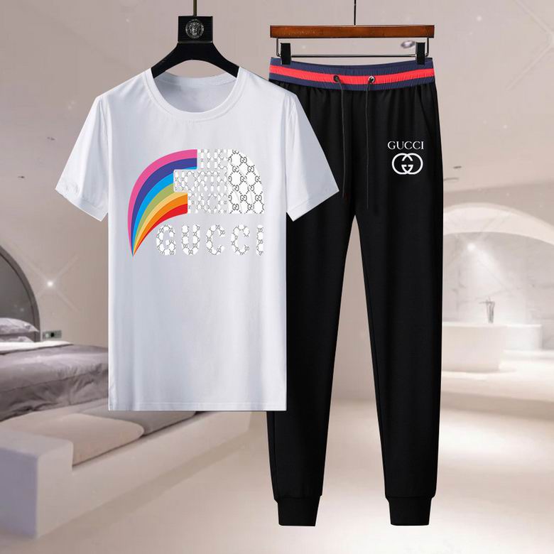 Wholesale Cheap G ucci men Short Sleeve Tracksuits for Sale