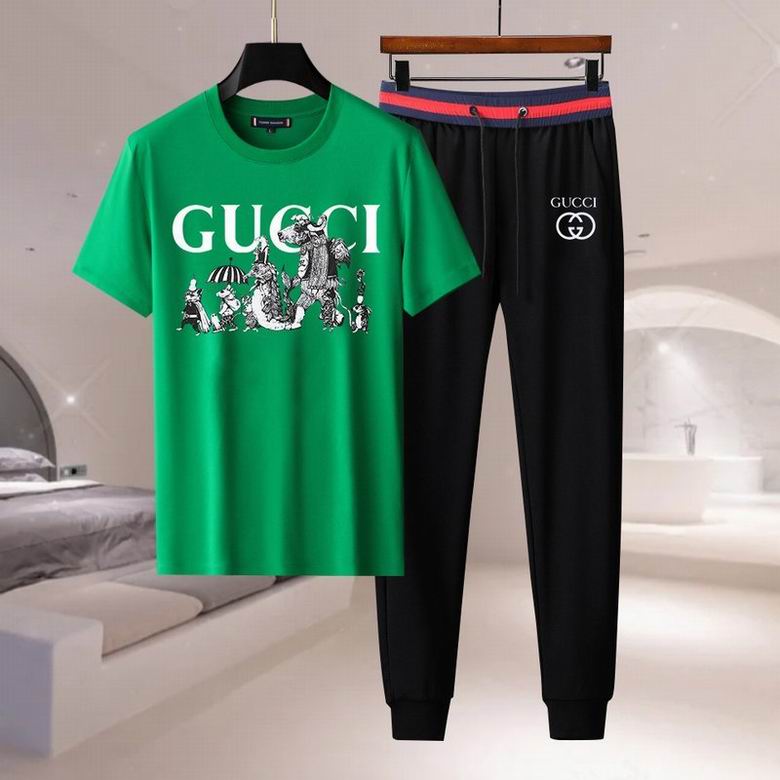 Wholesale Cheap G ucci men Short Sleeve Tracksuits for Sale
