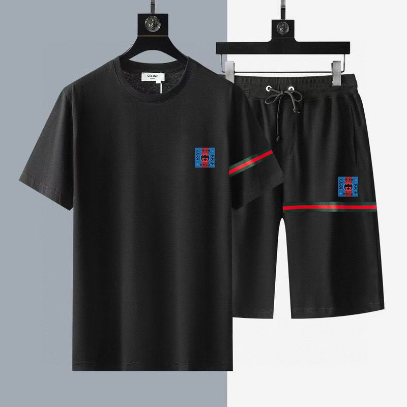 Wholesale High-quality G.ucci Short Sleeve Replica Designer Tracksuits Sets for sale