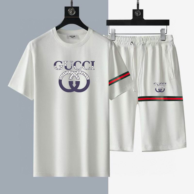 Wholesale High-quality G.ucci Short Sleeve Replica Designer Tracksuits Sets for sale