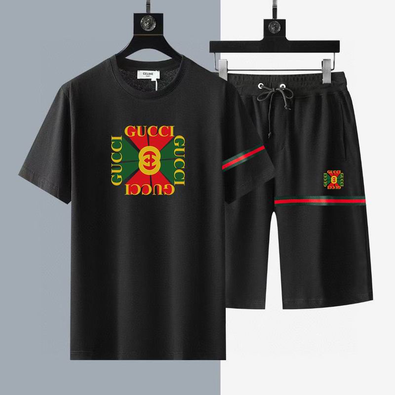Wholesale High-quality G.ucci Short Sleeve Replica Designer Tracksuits Sets for sale