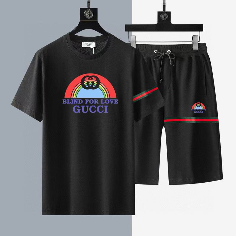 Wholesale High-quality G.ucci Short Sleeve Replica Designer Tracksuits Sets for sale